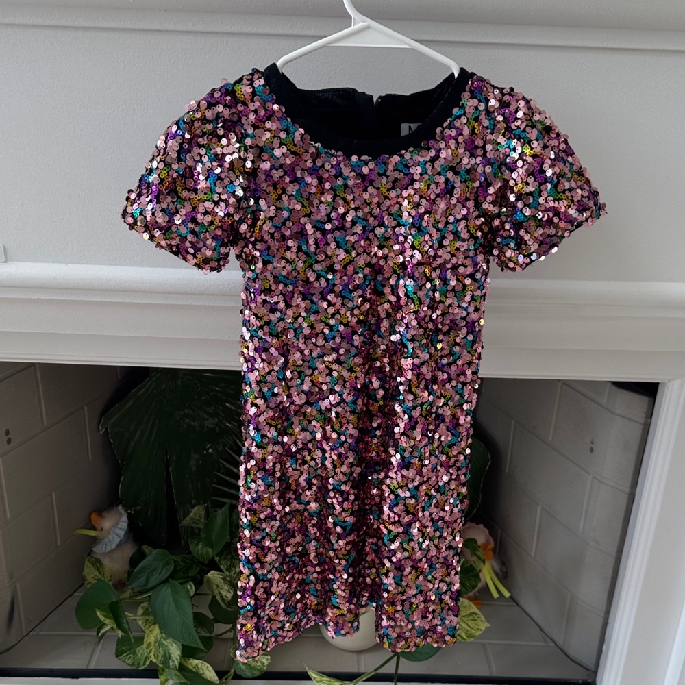 MIA Multicolor Sequin Short Sleeve Party Dress